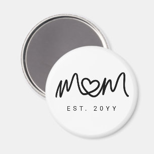 Aimant Simple cœur de script noir Maman établie