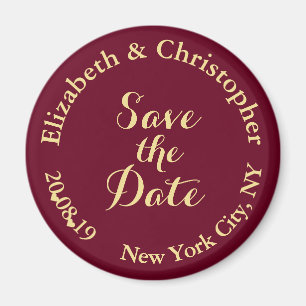 Aimant Simple Elegant Burgundy Gold Wedding Enregistrer l