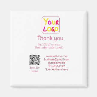 Aimant simple minimal add your logo/design here text Q R