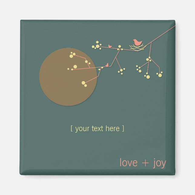 Aimant Simple minimaliste nidification Whimsical Oiseaux  (Devant)