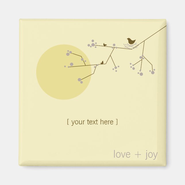 Aimant Simple minimaliste nidification Whimsical Oiseaux  (Devant)