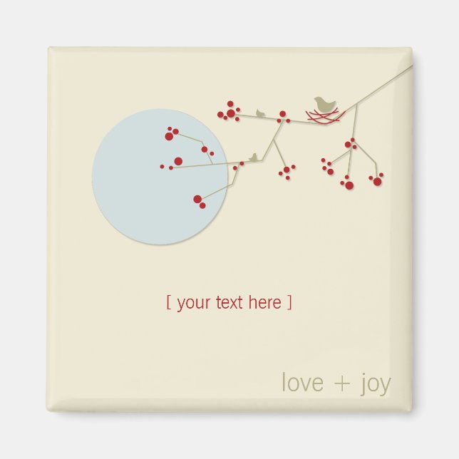 Aimant Simple minimaliste nidification Whimsical Oiseaux  (Devant)