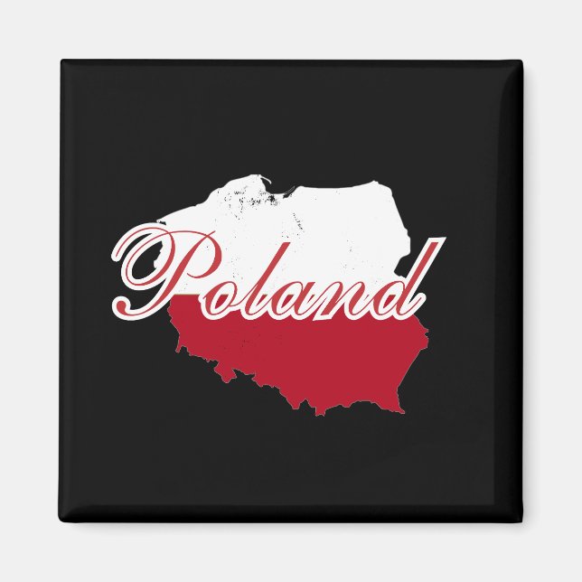Aimant Simple Modern Pologne Carte du drapeau Souvenir (Devant)