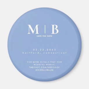 Aimant Simple Monogramme Bleu Ciel Mariage Enregistrer la