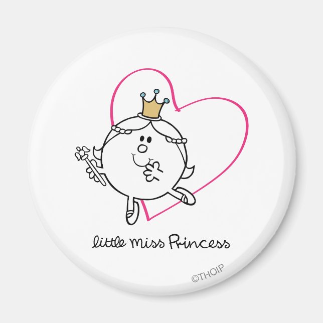 Aimant Simple petite Miss Princesse | Coeur rose (Devant)