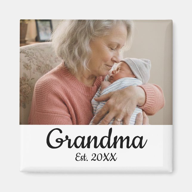 Aimant Simple Script Grand-mère Année d'établissement (Devant)