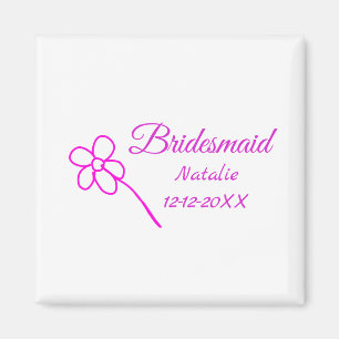 Aimant Simple texte rose minimaliste demoiselle d'honneur