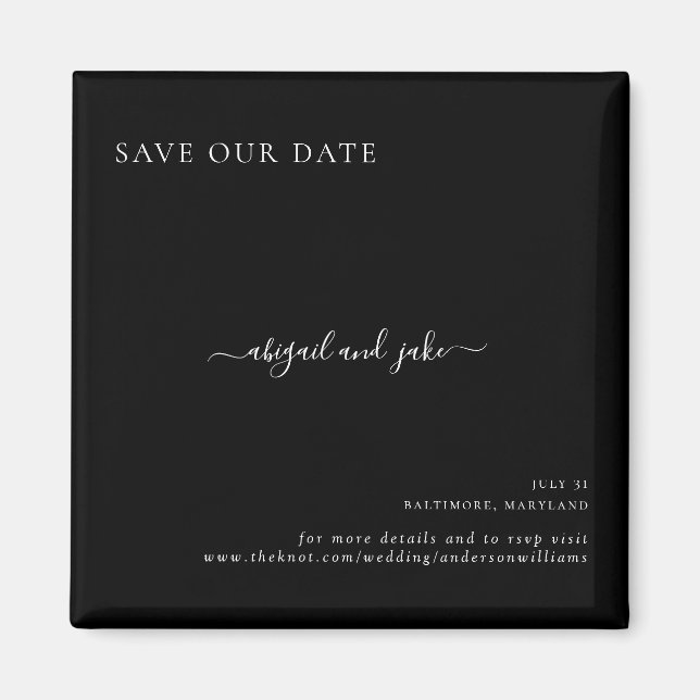 Aimant Simply Black Mariage Enregistrer notre date (Devant)