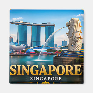 Aimant Singapour Marina Bay et Skyline emblématique