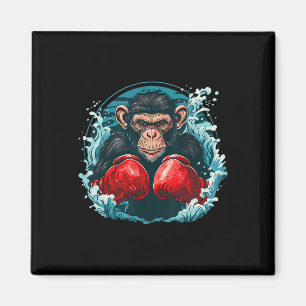 Aimant Singe boxeur avec gants de boxe Kickboxing Drôle B