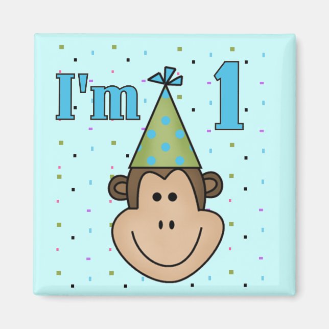 Aimant Singe dans le Casquette du Parti 1er Anniversaire  (Devant)