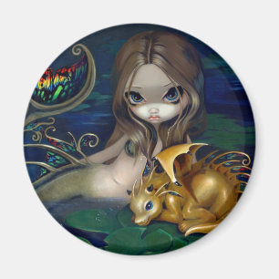 Aimant "Sirène avec l'aimant d'un dragon d'or"
