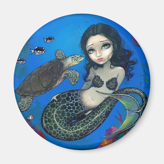Aimant "Sirène de tortue de mer" (Devant)