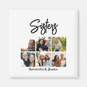 Aimant Sisters personnalisés Script 6 Collage photo