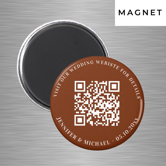 Aimant Site mariage QR code détails rsvp brûlé orange (Créateur téléchargé)
