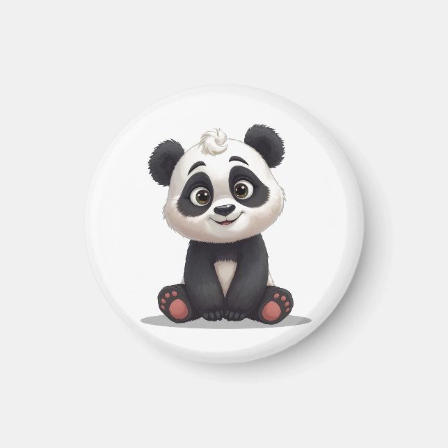 Aimant Sitting Panda Bear Cartoon Illustration Artwork (Devant)