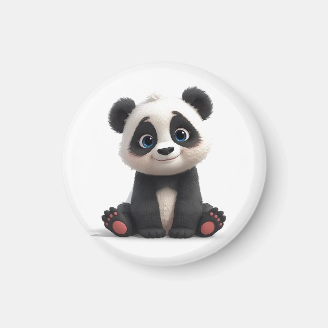 Aimant Sitting Panda Bear Cartoon Illustration Artwork (Devant)