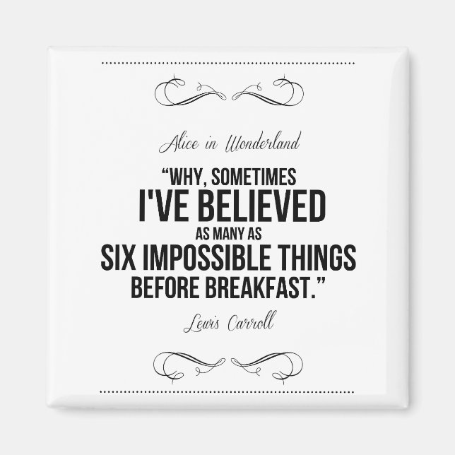Aimant "Six choses impossibles" Alice au pays des merveil (Devant)