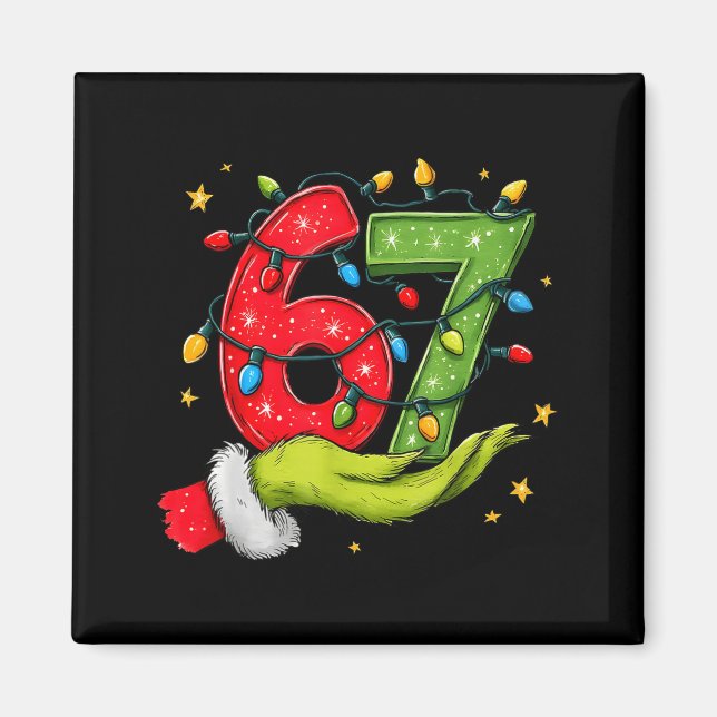 Aimant Six Seven 67 Christmas Lights Hand Signs Elf Light (Devant)