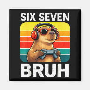 Aimant Six Seven Bruh Capybara Rétro Vintage Drôle 67 Mèm