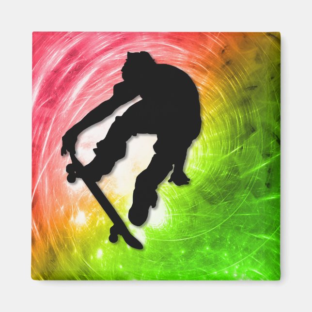 Aimant Skateboard dans un cyclone psychédélique (Devant)