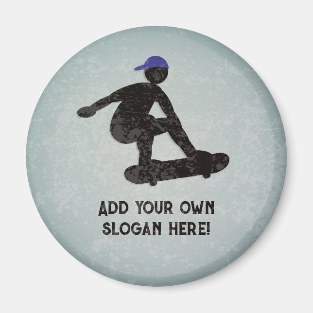 Aimant Skateboard - texte personnalisé sur métal pour ska (Devant)