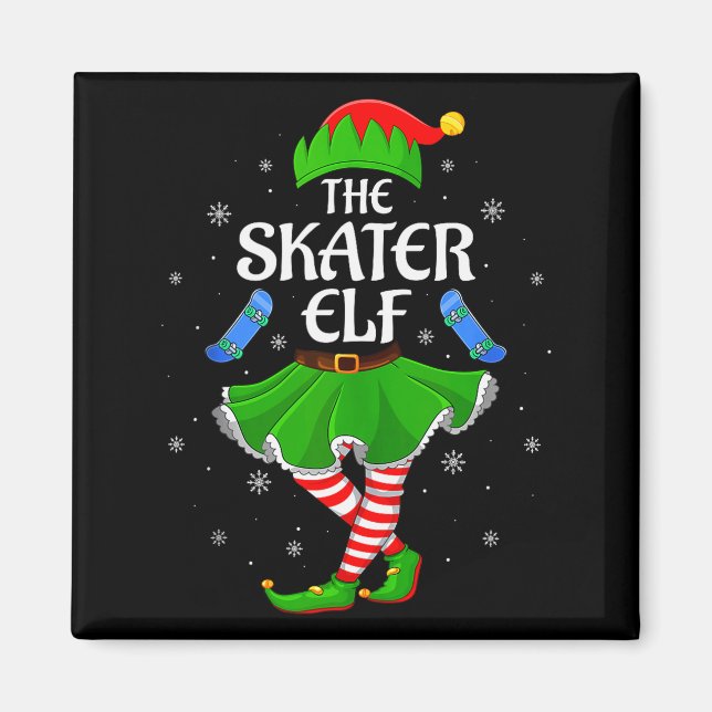Aimant Skater Elf Christmas Family Girls Women Elf Squad  (Devant)