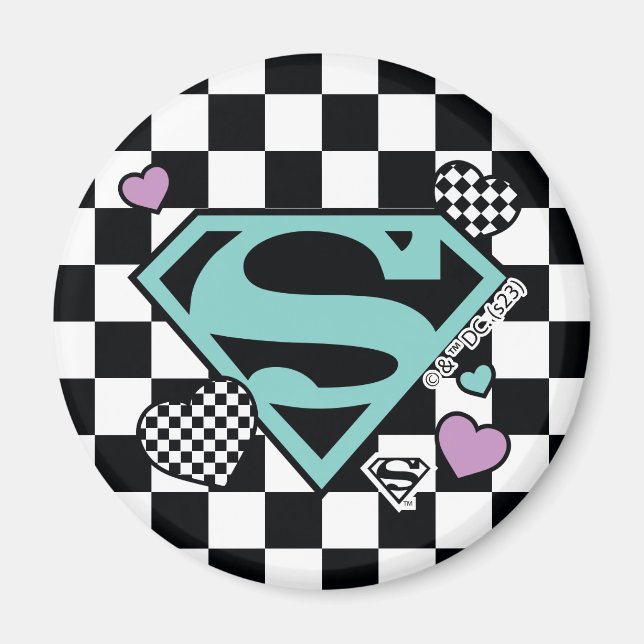 Aimant Skater Girl Supergirl Coeurs S-Shield (Devant)