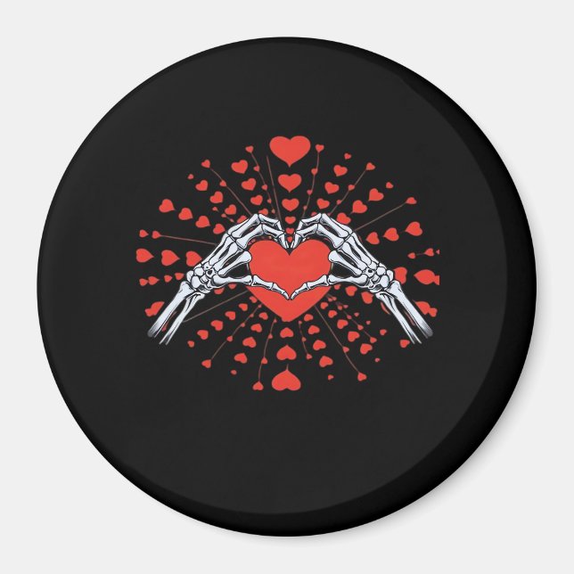 Aimant Skeleton Coeur main Valentines Jour drôle 2025 Ent (Devant)