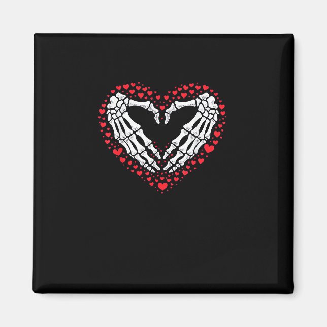 Aimant Skeleton Coeur main Valentines Jour Drôle Couple C (Devant)