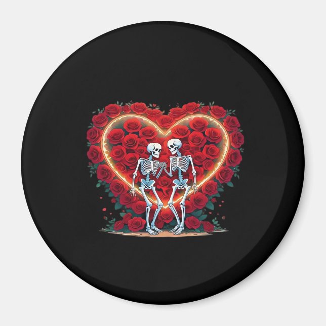 Aimant Skeleton Couple Tenant Les Mains Dans Un Coeur De  (Devant)