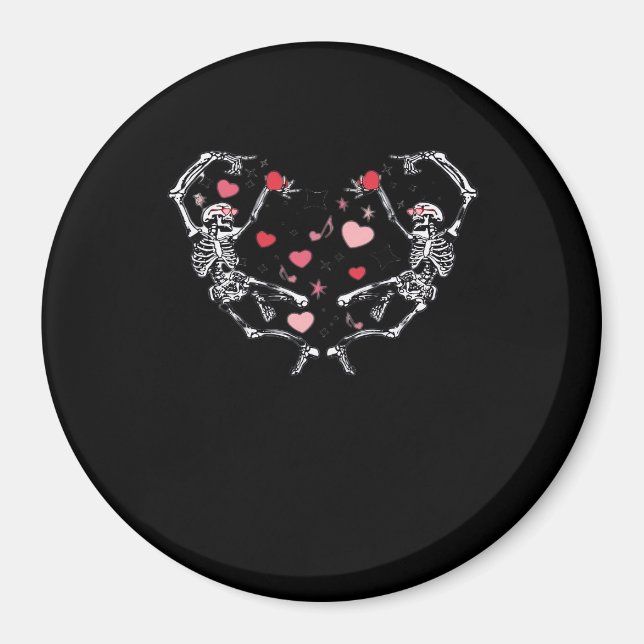 Aimant Skeleton Danser Coeur Saint Valentin Cadeau Crâne (Devant)