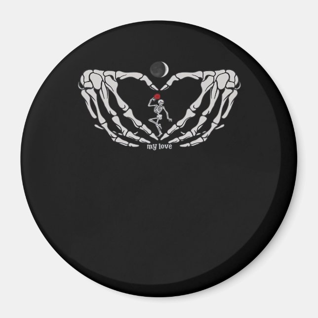 Aimant Skeleton Femme Avec Rouge Dans Le Coeur Fait De Ma (Devant)