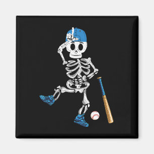 Aimant Skeleton Halloween Baseball Vintage jouer