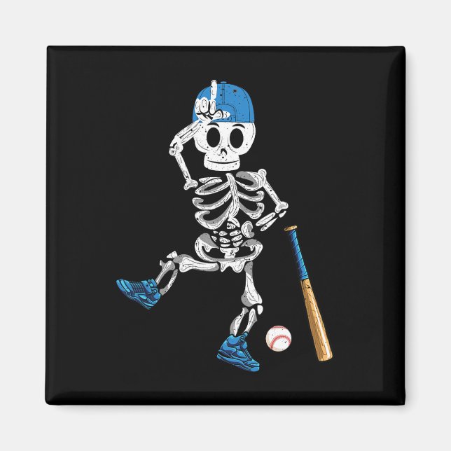 Aimant Skeleton Halloween Baseball Vintage jouer (Devant)