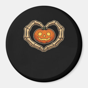 Aimant Skeleton Mains Coeur avec Citrouille mignon Hall É