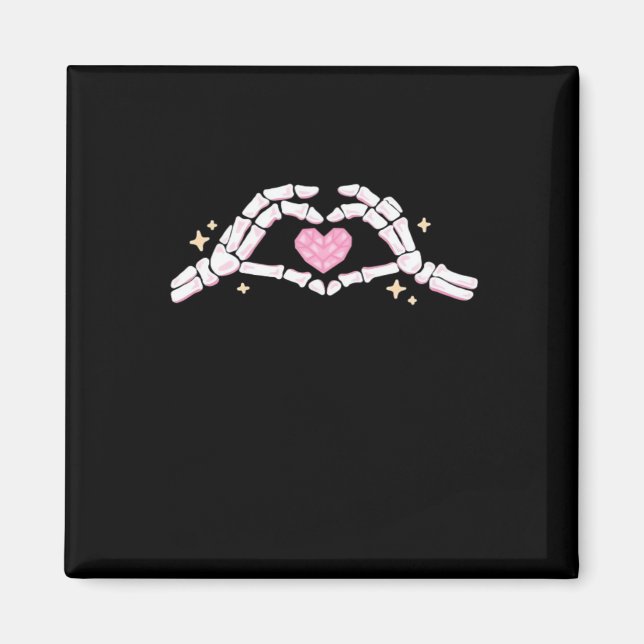 Aimant Skeleton Mains Coeur drôle (Devant)