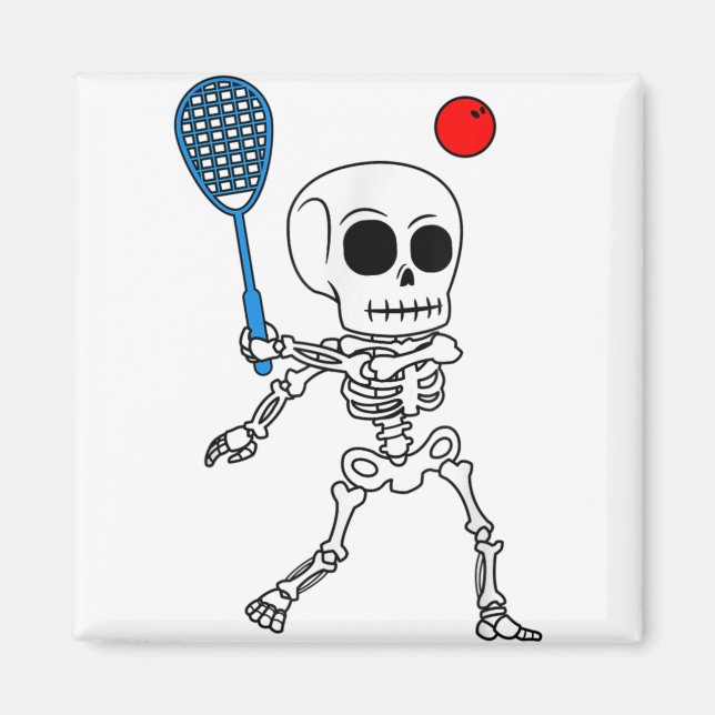 Aimant Skeleton Squash Jeu Halloween Raquette Joueur Faci (Devant)