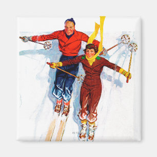 Aimant Ski alpin de couples