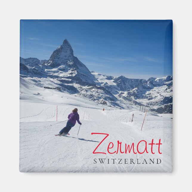 Aimant Ski avec Mont Matterhorn à Zermatt, Suisse (Devant)
