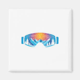 Aimant Ski Goggles Art Nature Mountains Minimaliste Ski