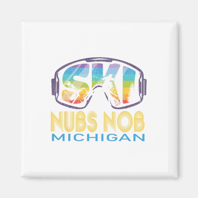 Aimant Ski Nubs Nob Michigan Vacances ski (Devant)
