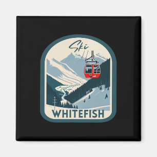 Aimant Ski Whitefish Rétro Style Vintage Whitefish Ski