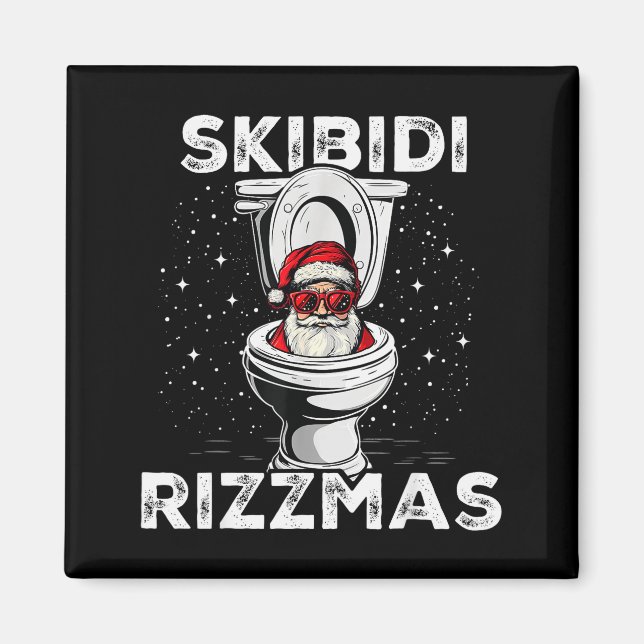 Aimant Skibidi Rizzmas Funny Toilet Santa White Elephant  (Devant)