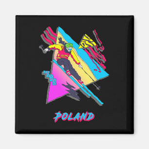 Aimant Skier coloré Graphic Artwork Pologne Ski Ski