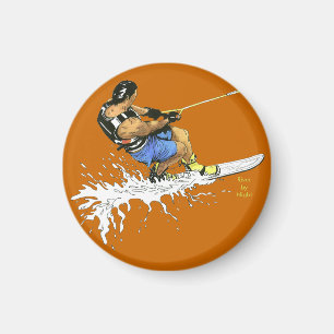 Aimant Skieur de l'eau - bleu