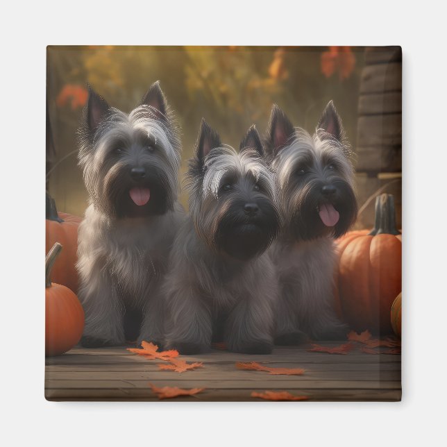 Aimant Skye Terrier Chiot Automne Citrouille délice (Devant)