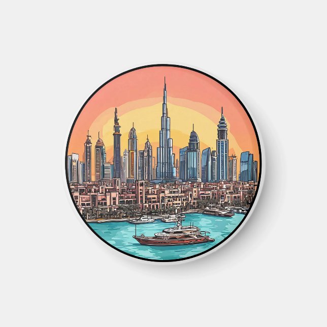 Aimant Skyline de Dubaï City avec gratte-ciel (Devant)