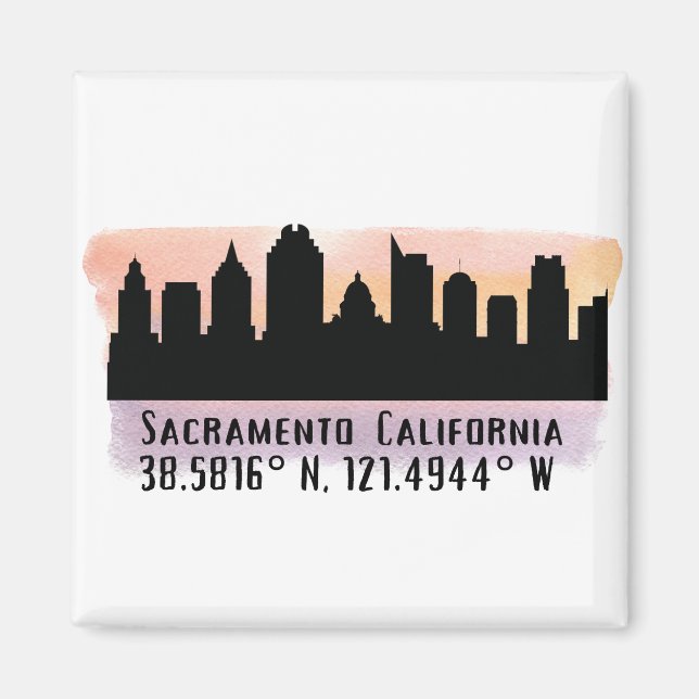 Aimant Skyline de Sacramento CA City (Devant)