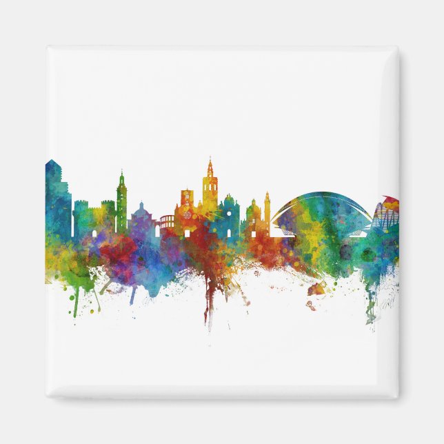 Aimant Skyline Valencia Espagne (Devant)